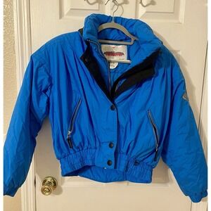 Obermeyer Ski Chute Jacket Ladies Size 8 Blue Celtech Insulated Pockets VTG